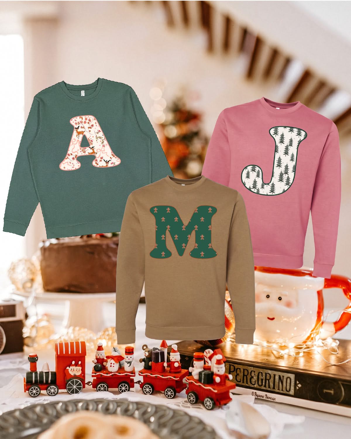 Christmas Patterned Initials Adult Elevated Fleece – Personalized Holiday Initial Pullover | Little Mama Shirt Shop Little Mama Shirt Shop LLC