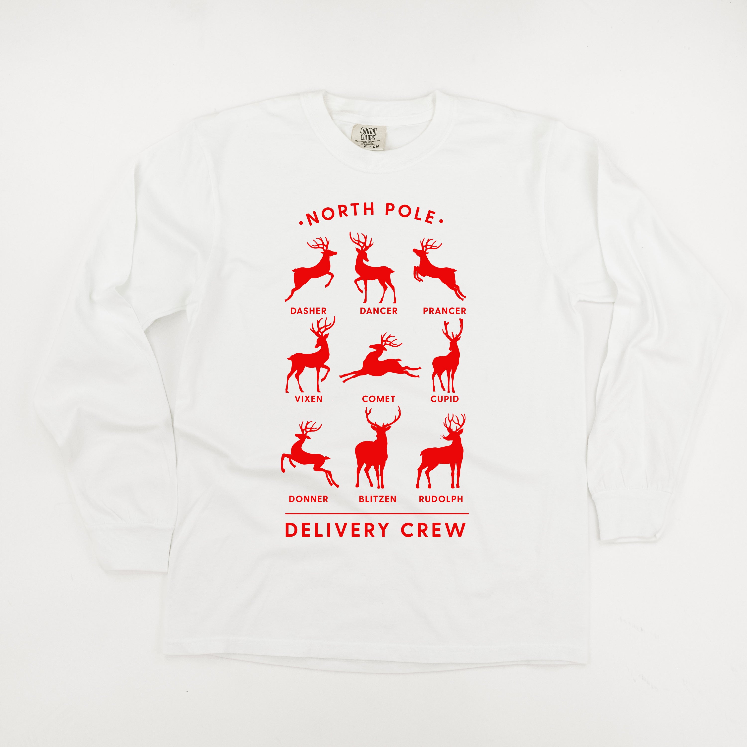 Reindeer - North Pole Delivery Crew - LONG SLEEVE Comfort Colors Tee Little Mama Shirt Shop