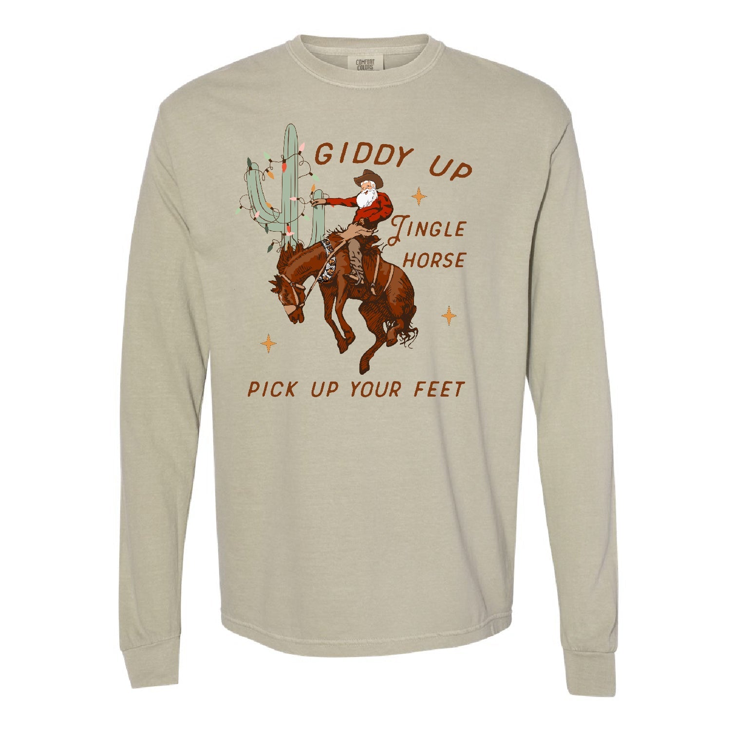 Giddy Up Jingle Horse - LONG SLEEVE Comfort Colors Tee Little Mama Shirt Shop