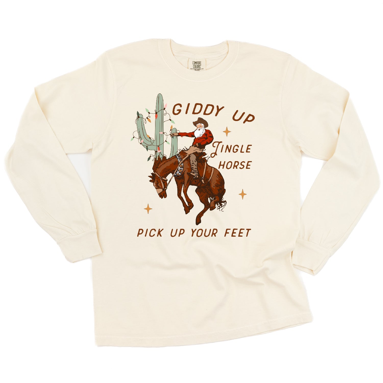 Giddy Up Jingle Horse - LONG SLEEVE Comfort Colors Tee Little Mama Shirt Shop