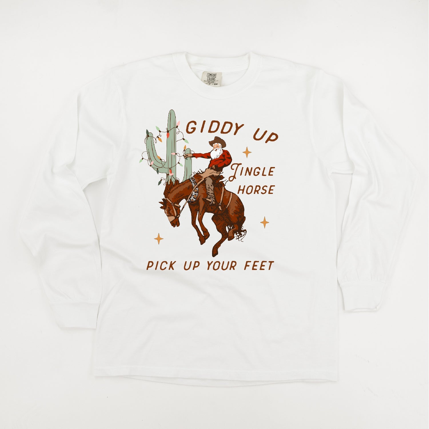 Giddy Up Jingle Horse - LONG SLEEVE Comfort Colors Tee Little Mama Shirt Shop