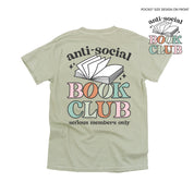 Anti-Social Book Club (Pocket on Front / Full Size on Back) - SHORT SLEEVE COMFORT COLORS TEE Little Mama Shirt Shop