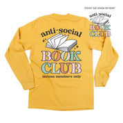 Anti-Social Book Club (Pocket on Front / Full Size on Back) - Long Sleeve Comfort Colors Tee Little Mama Shirt Shop
