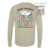 Anti-Social Book Club (Pocket on Front / Full Size on Back) - Long Sleeve Comfort Colors Tee Little Mama Shirt Shop