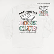 Anti-Social Book Club (Pocket on Front / Full Size on Back) - Long Sleeve Comfort Colors Tee Little Mama Shirt Shop