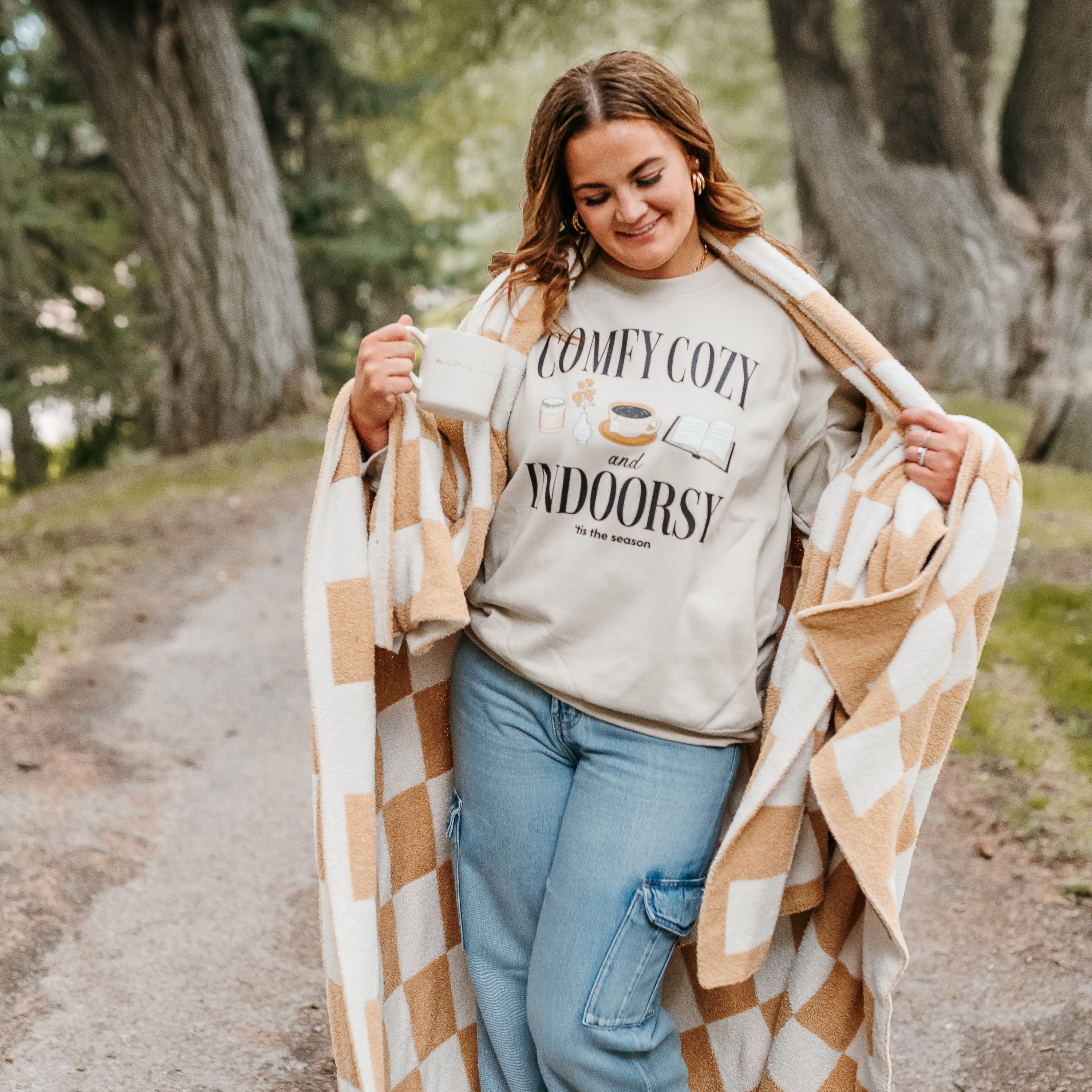 Comfy Cozy and Indoorsy - Basic Fleece Crewneck Little Mama Shirt Shop LLC