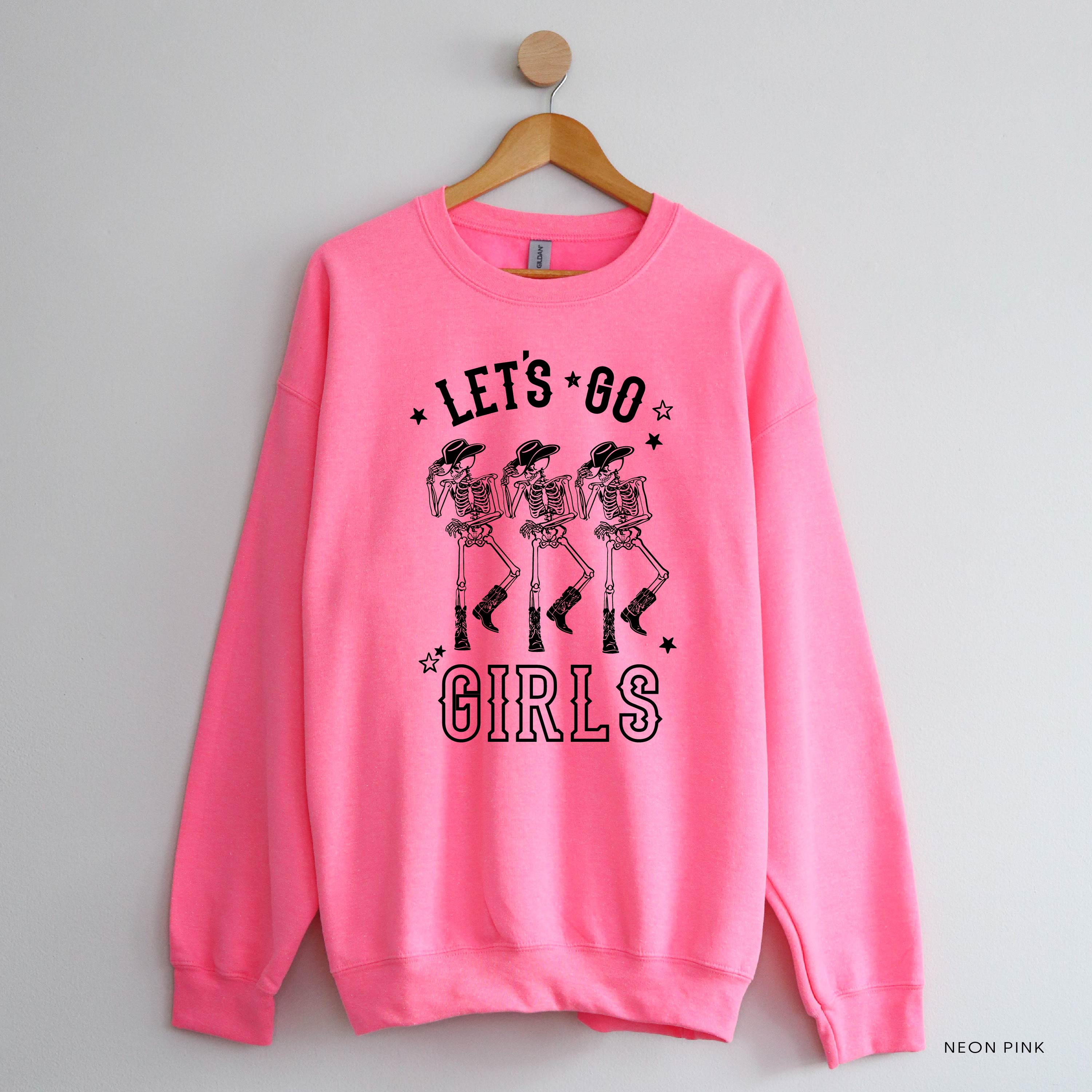 Cowgirl Skellies - Let's Go Girls - Basic Fleece Crewneck Little Mama Shirt Shop LLC