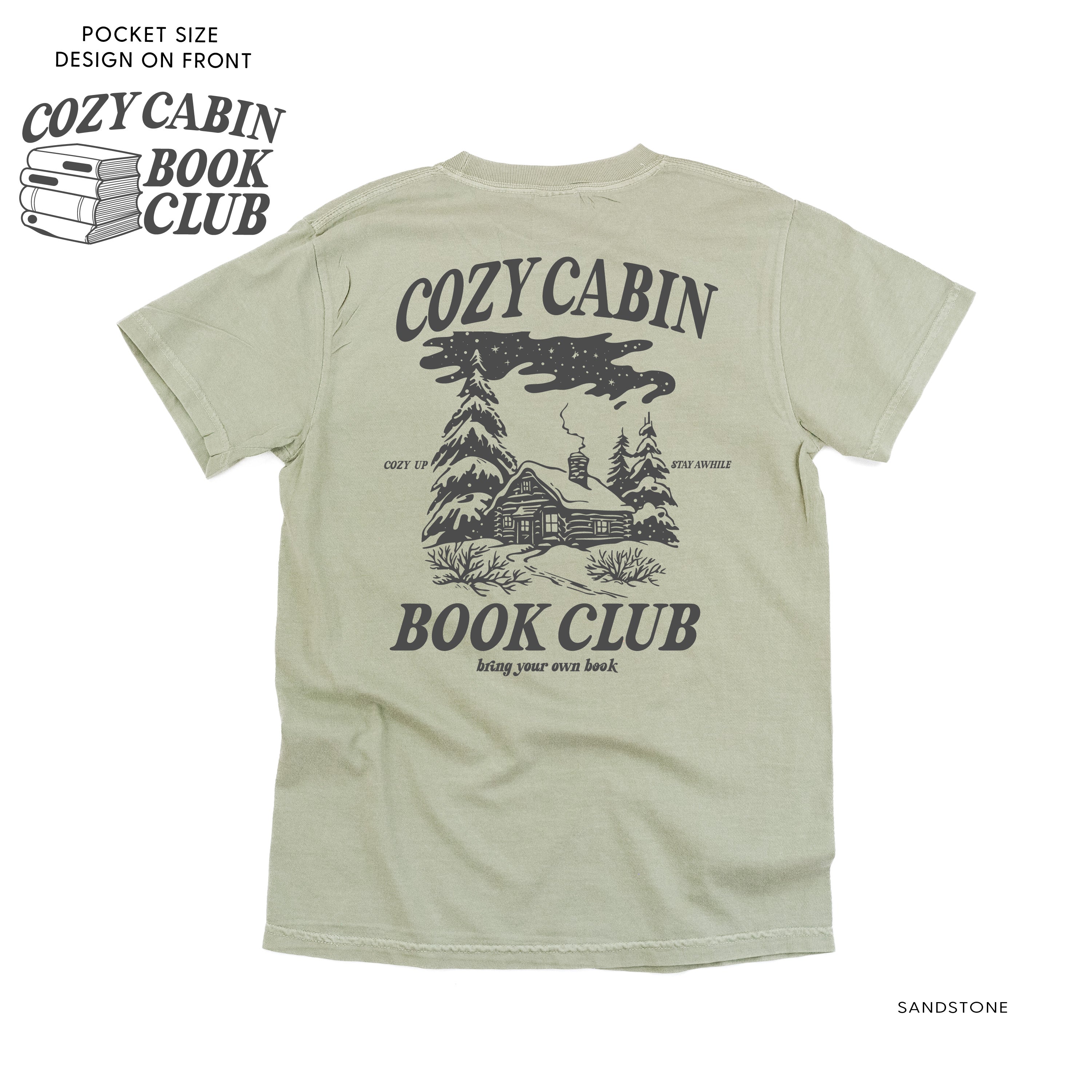 Cozy Cabin Book Club (pf&b)- Comfort Colors Tee Little Mama Shirt Shop