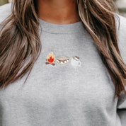 Embroidered Basic Fleece Crewneck - Cozy Campfire Trio Little Mama Shirt Shop LLC