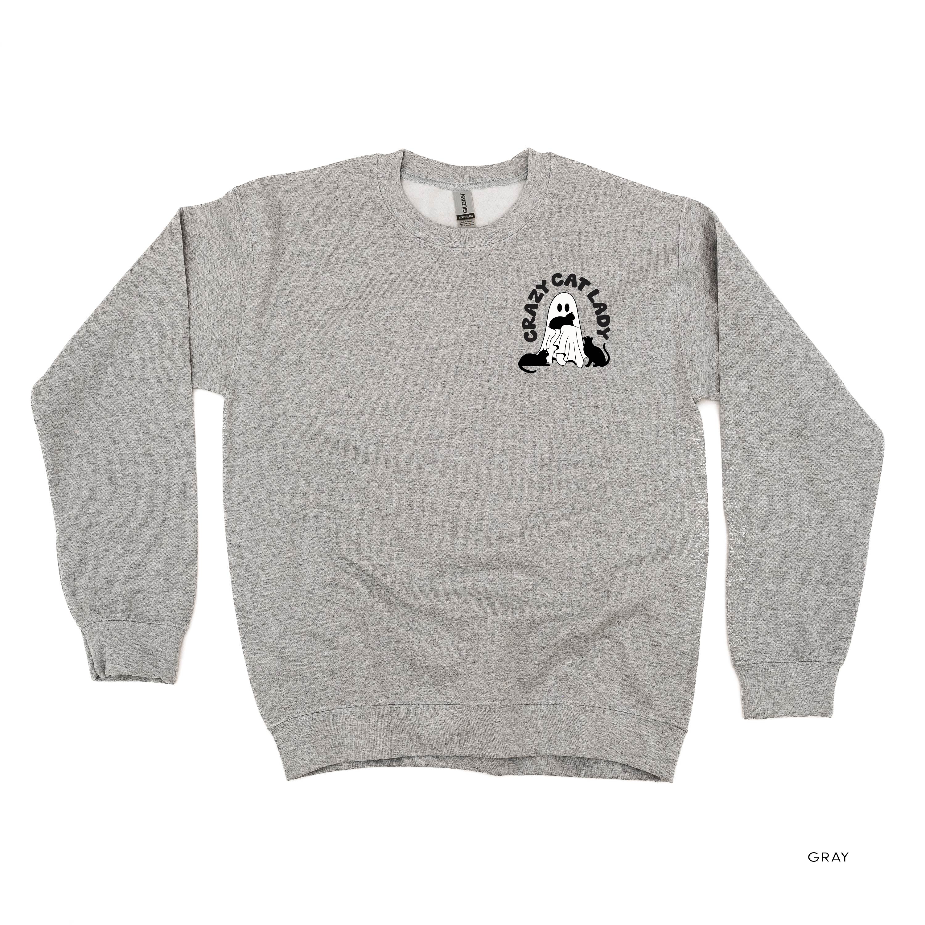 Crazy Cat Lady - POCKET DESIGN - Basic Fleece Crewneck Little Mama Shirt Shop LLC