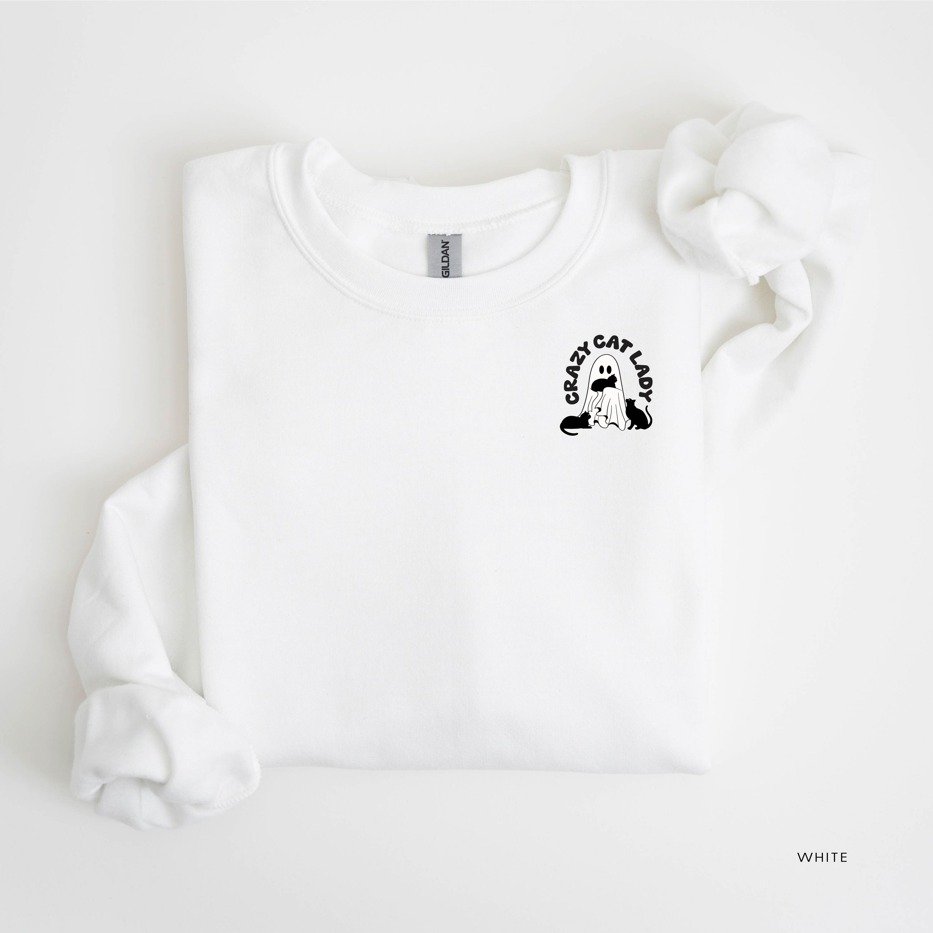 Crazy Cat Lady - POCKET DESIGN - Basic Fleece Crewneck Little Mama Shirt Shop LLC
