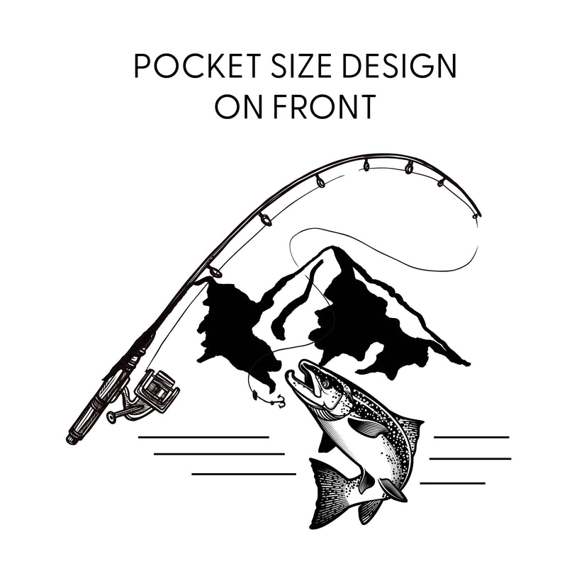Mountain Fish & Pole Pocket Design on Front w/ FISH ON on Back - BASIC FLEECE CREWNECK
