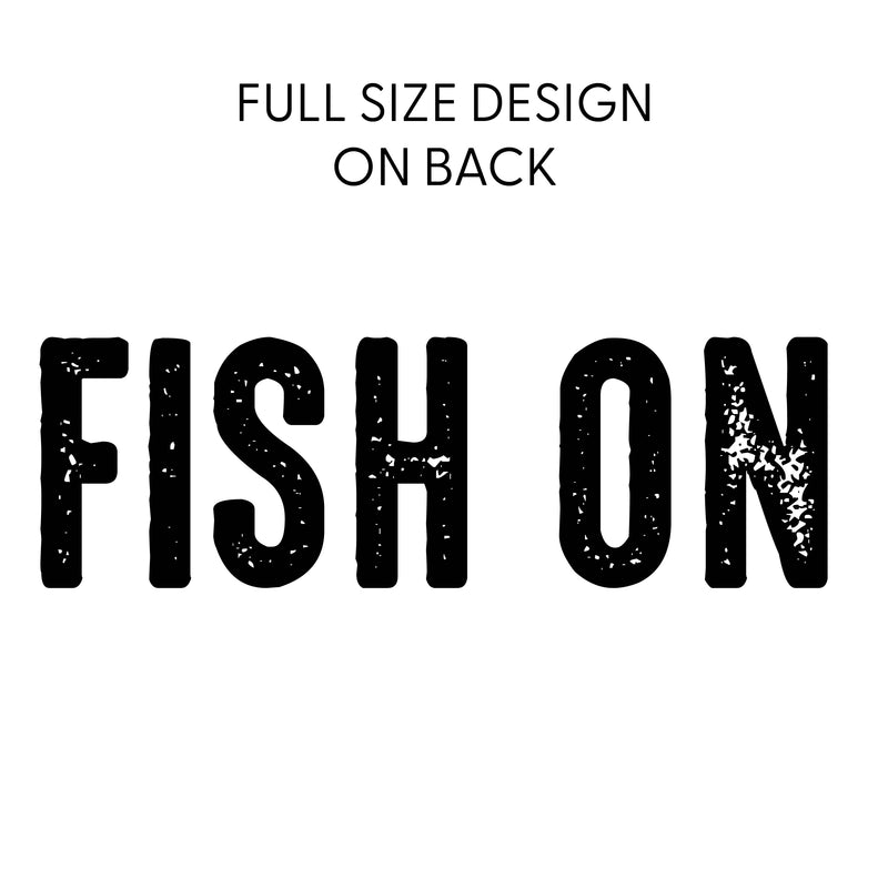 Mountain Fish & Pole Pocket Design on Front w/ FISH ON on Back - BASIC FLEECE CREWNECK