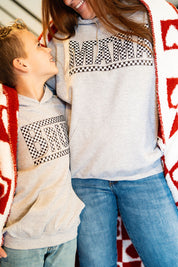Checkerboard Mama - Gray BASIC Fleece Adult HOODIE Little Mama Shirt Shop LLC