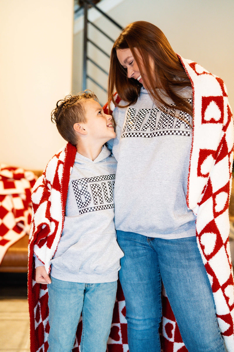 Checkerboard Bruh - Gray BASIC Fleece Child HOODIE