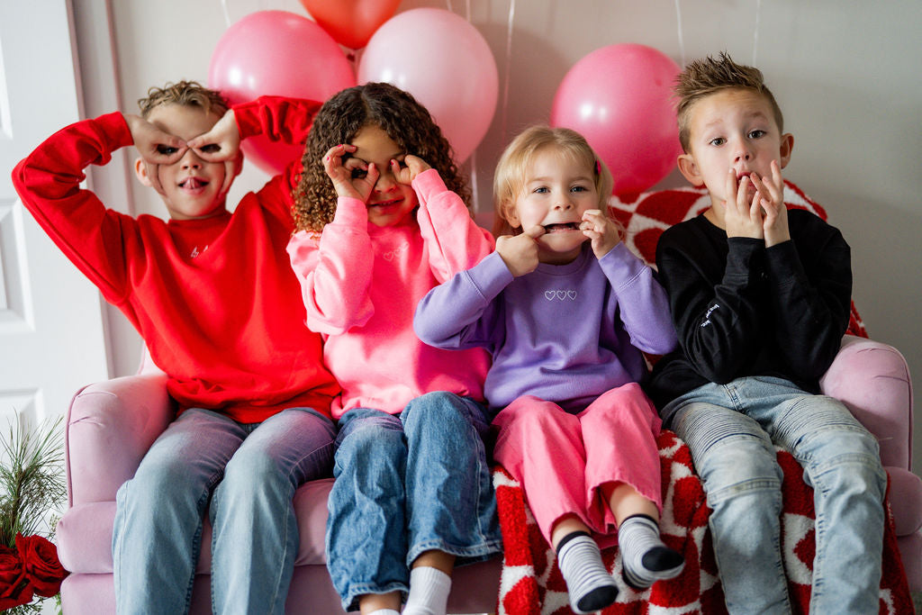 Love Notes - Outline Heart Trio (center&sd) - Child Sweater Little Mama Shirt Shop