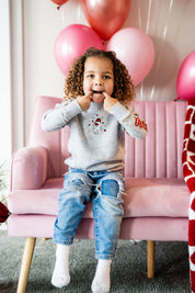 Embroidered/Printed (center&sd) - Hey Boo (Valentine Ghost) - Child Sweater Little Mama Shirt Shop