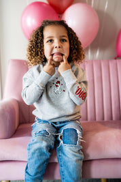 Embroidered/Printed (center&sd) - Hey Boo (Valentine Ghost) - Child Sweater Little Mama Shirt Shop