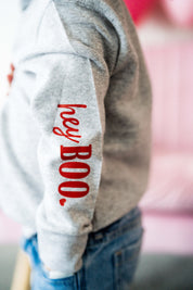 Embroidered/Printed (center&sd) - Hey Boo (Valentine Ghost) - Child Sweater Little Mama Shirt Shop
