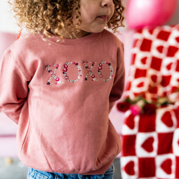 Embroidered - Floral XOXO - Child Sweater