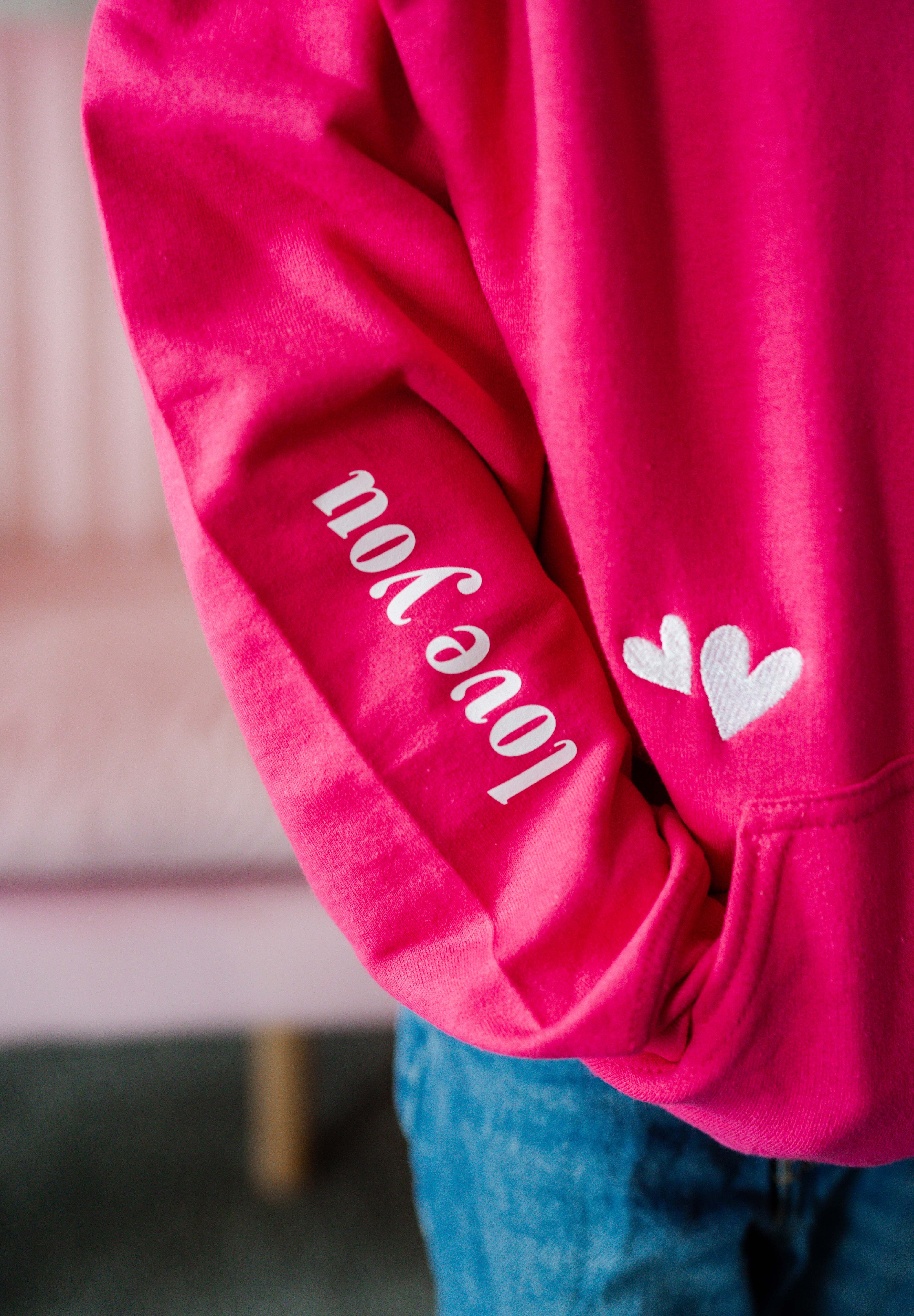 Embroidered/Printed - Forever And Ever - Bright Pink Basic Fleece Child Hoodie Little Mama Shirt Shop LLC