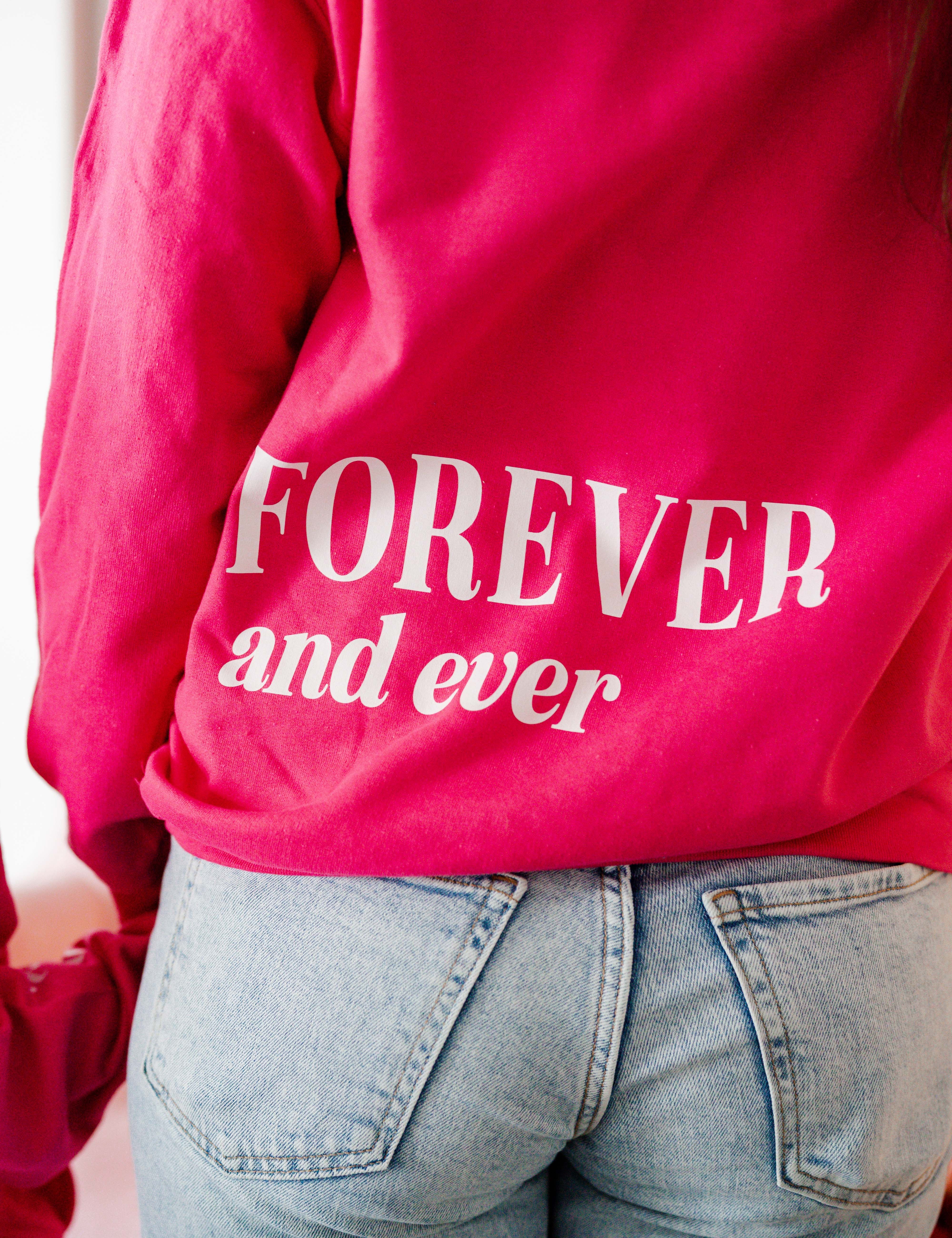 Printed - Forever And Ever - Bright Pink Basic Fleece Adult HOODIE Little Mama Shirt Shop LLC