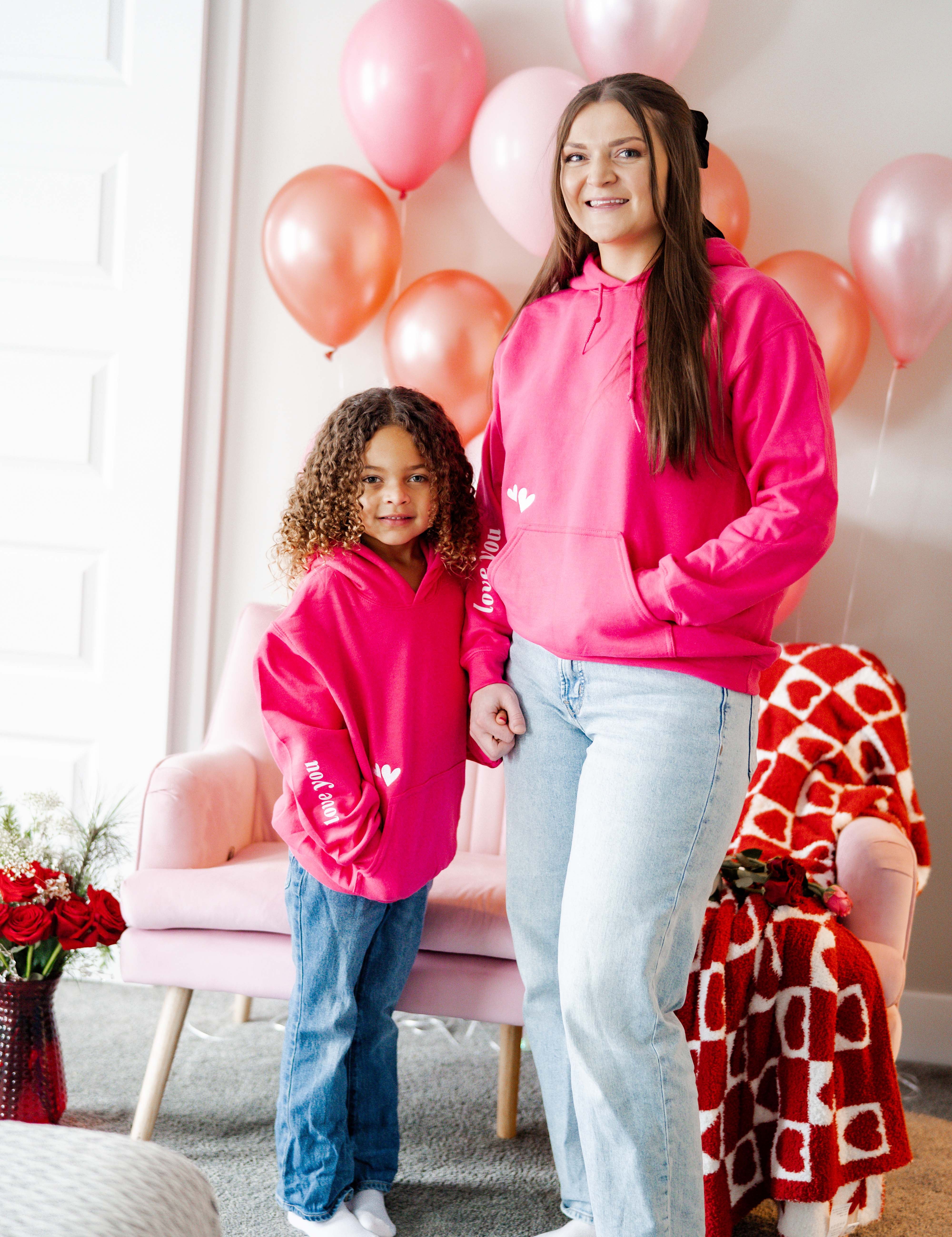 Printed - Forever And Ever - Bright Pink Basic Fleece Child Hoodie Little Mama Shirt Shop LLC