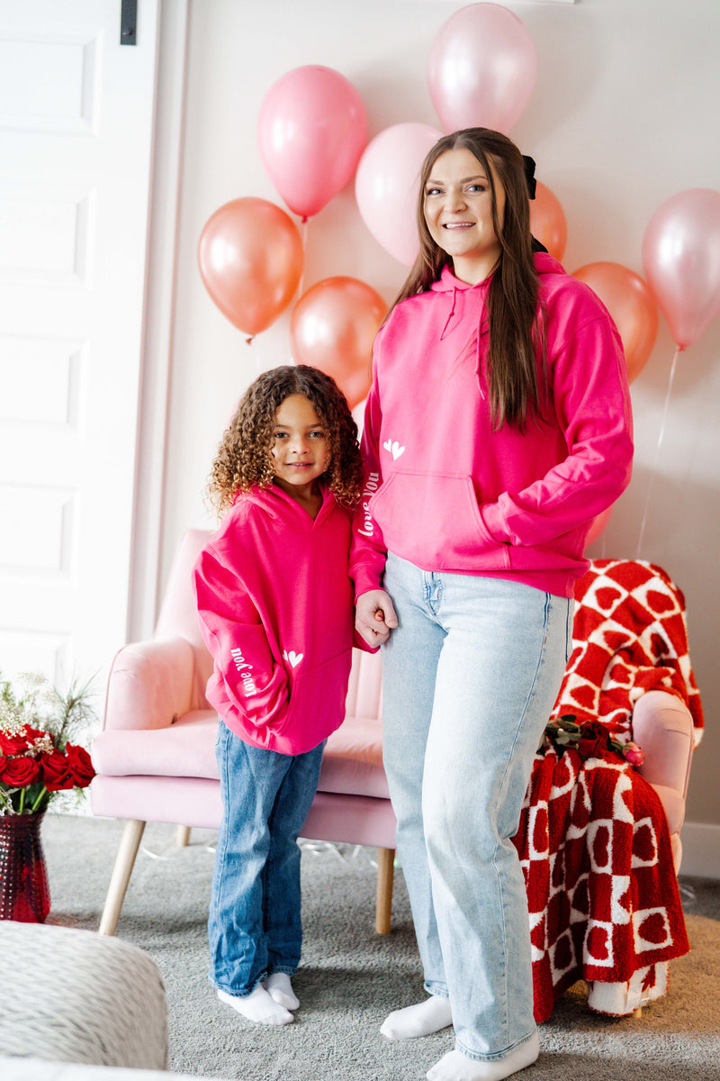 Embroidered/Printed - Forever And Ever - Bright Pink Basic Fleece Child Hoodie