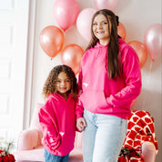 Embroidered/Printed - Forever And Ever - Bright Pink Basic Fleece Adult HOODIE Little Mama Shirt Shop LLC