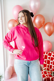 Embroidered/Printed - Forever And Ever - Bright Pink Basic Fleece Adult HOODIE Little Mama Shirt Shop LLC