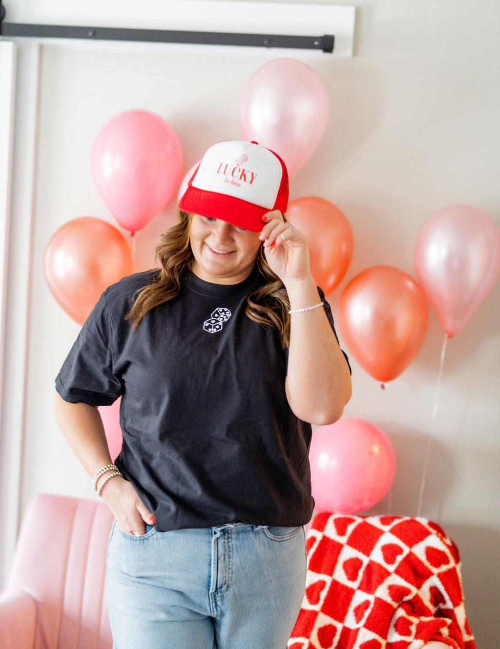 Lucky In Love - Dice (center & hd & b) - Comfort Colors Tee Little Mama Shirt Shop