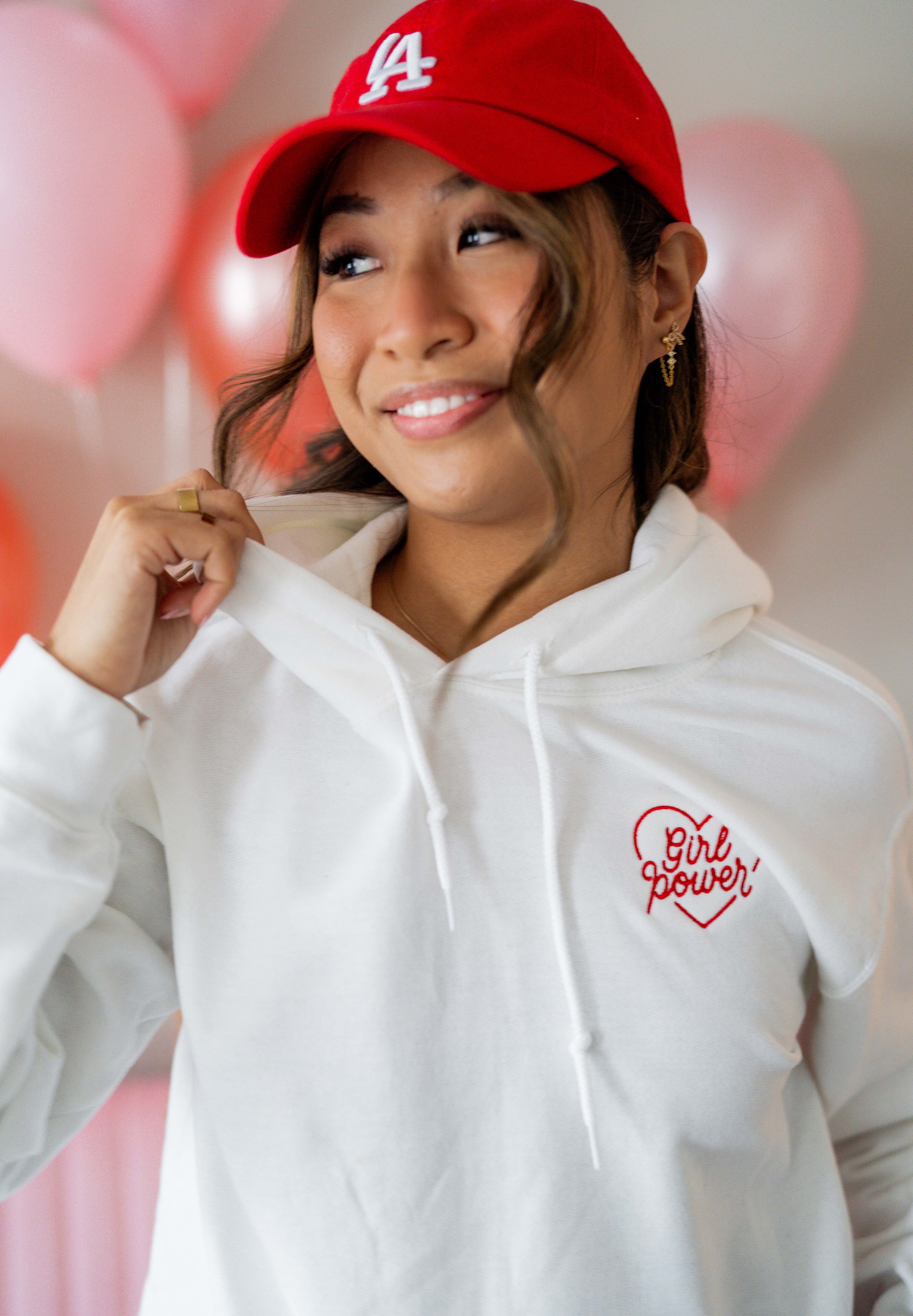 Embroidered/Printed (pf&b) - Girl Power - Basic Fleece Hoodie - Adult Size Little Mama Shirt Shop LLC