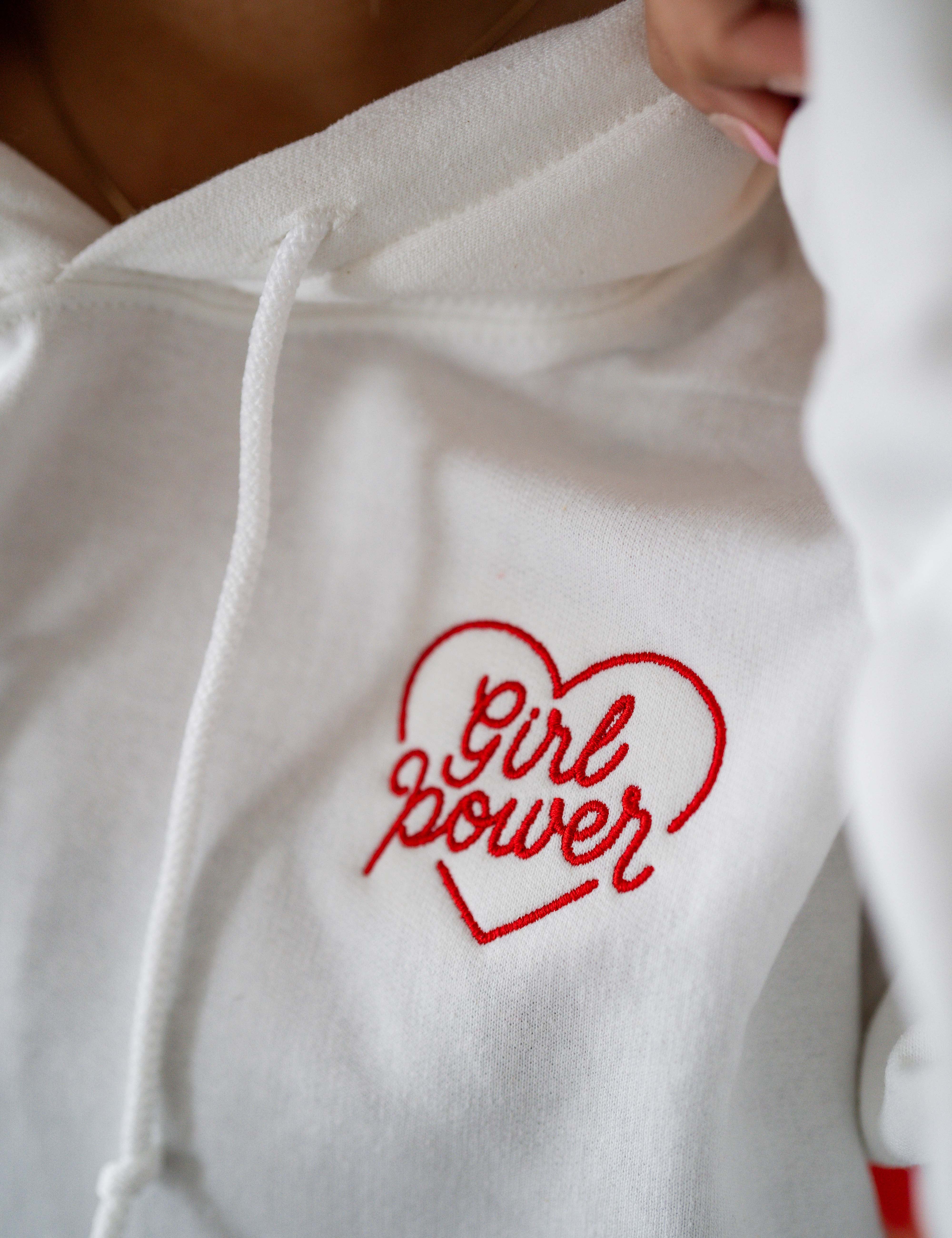 Printed (pf&b) - Girl Power - Basic Fleece Hoodie - Adult Size Little Mama Shirt Shop LLC