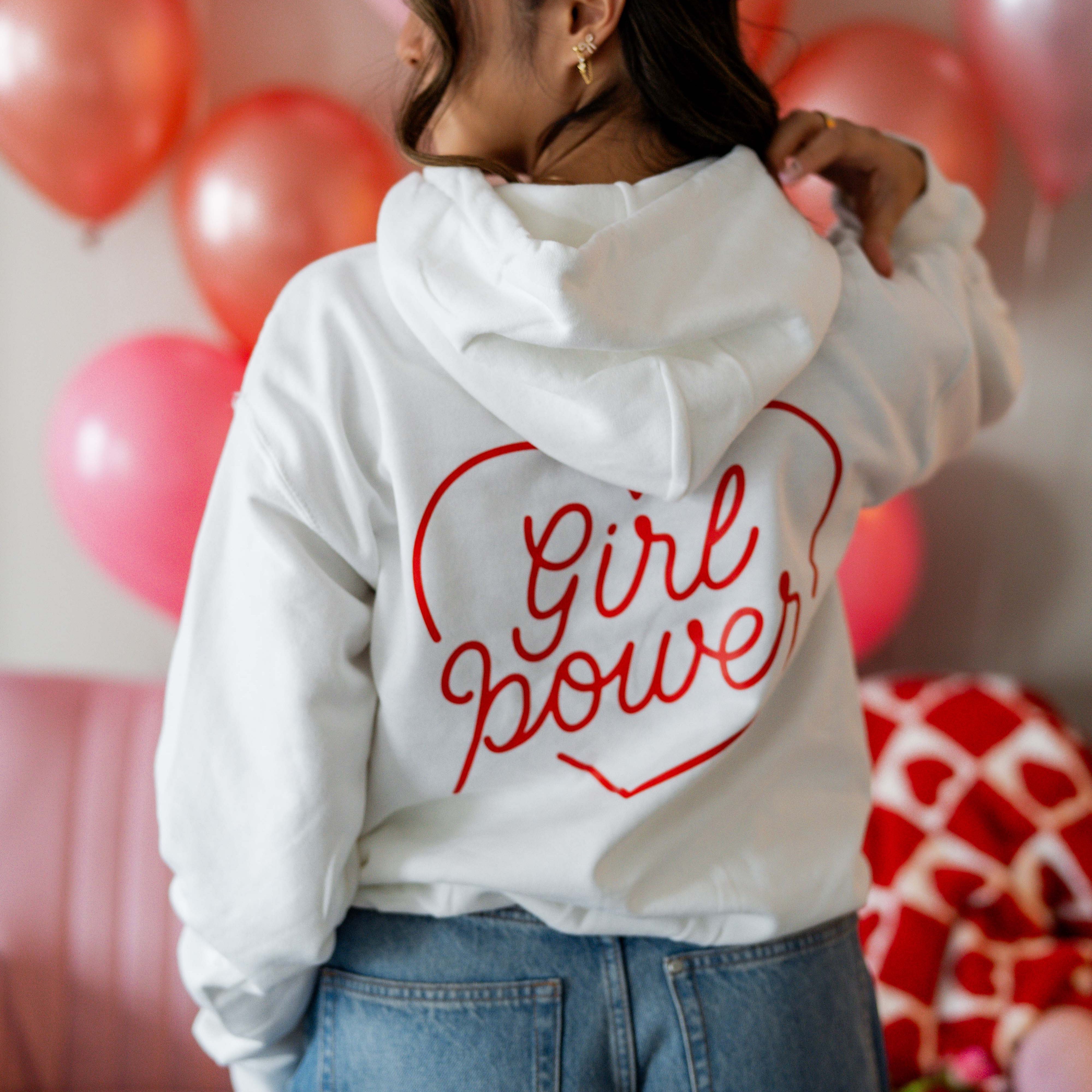 Printed (pf&b) - Girl Power - Basic Fleece Hoodie - Adult Size Little Mama Shirt Shop LLC