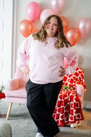 Embroidered/Printed (center&sd) - Hey Boo (Valentine Ghost) - BASIC Fleece Little Mama Shirt Shop LLC