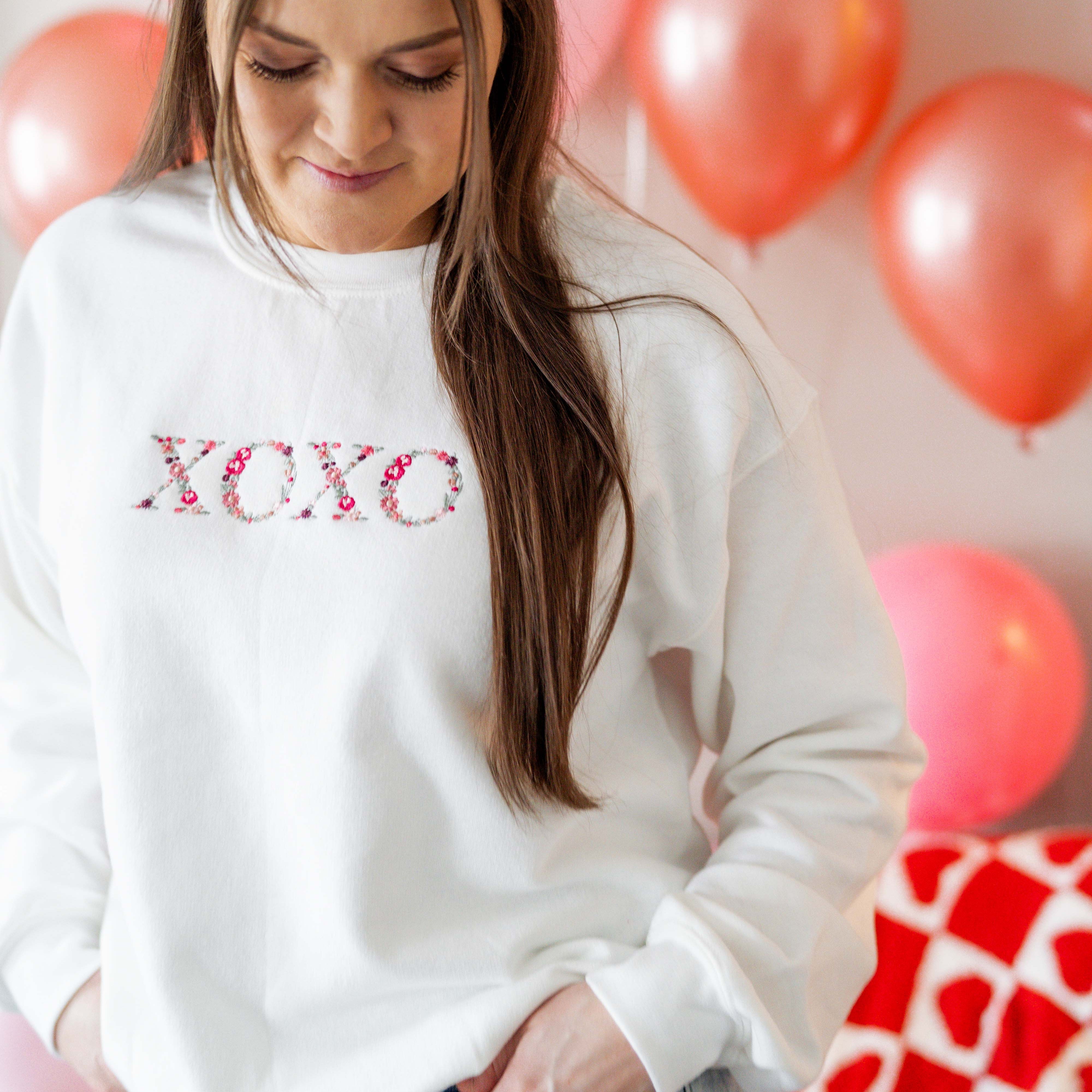 Embroidered - Floral XOXO - BASIC Fleece Little Mama Shirt Shop LLC