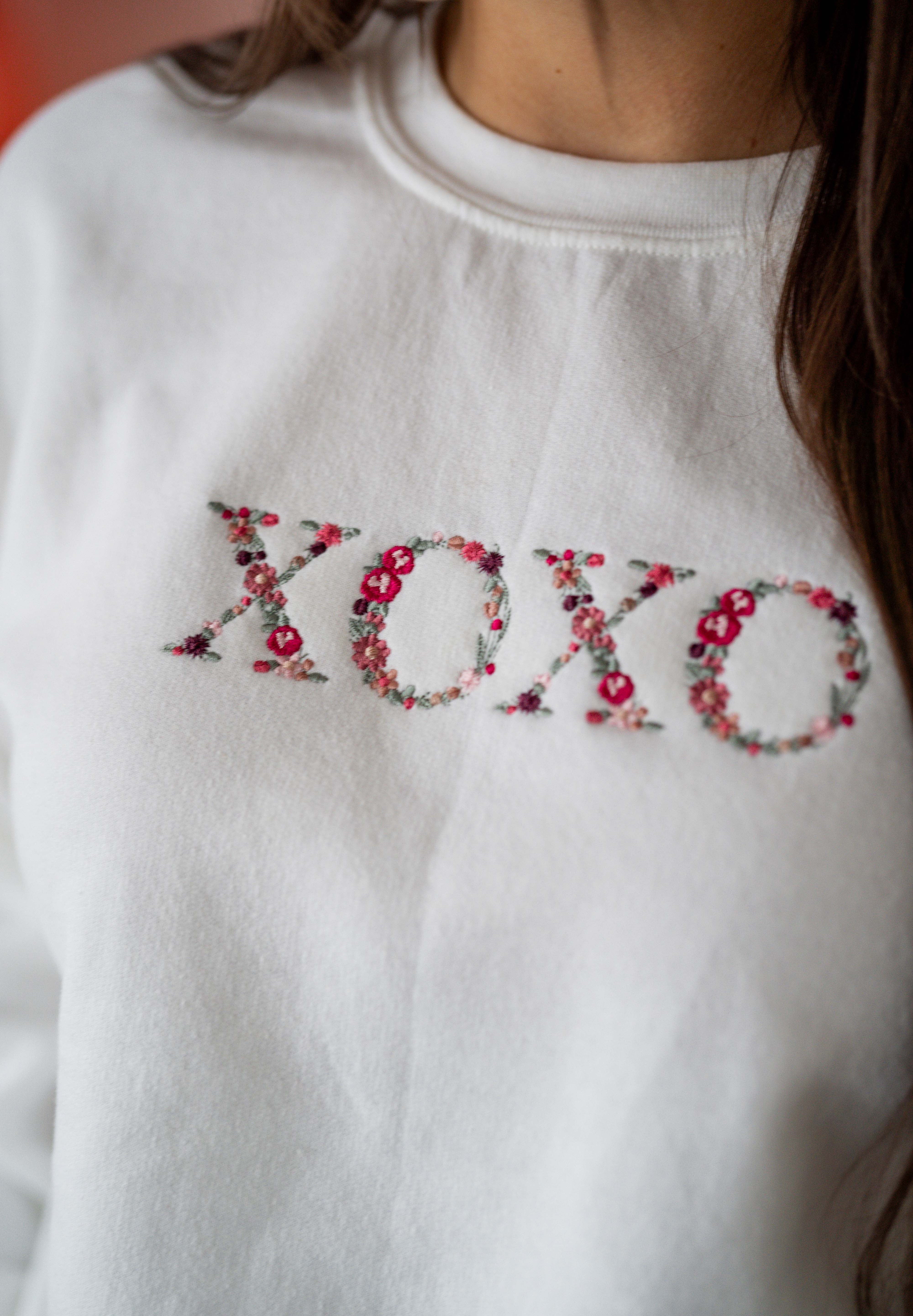 Embroidered - Floral XOXO - BASIC Fleece Little Mama Shirt Shop LLC