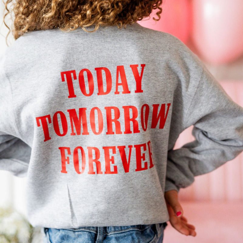 Embroidered/Printed (center&b) - Cherries w/ Today Tomorrow Forever - Child Sweater