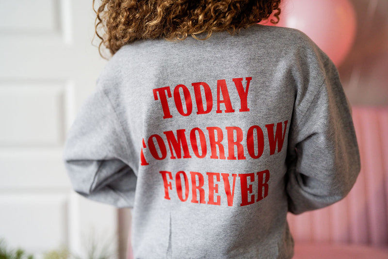 Embroidered/Printed (center&b) - Cherries w/ Today Tomorrow Forever - Child Sweater