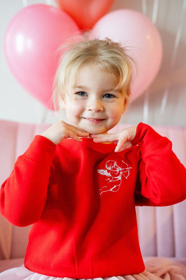 Embroidered/Printed (pf&b) - Lovestruck Cupid - Child Sweater