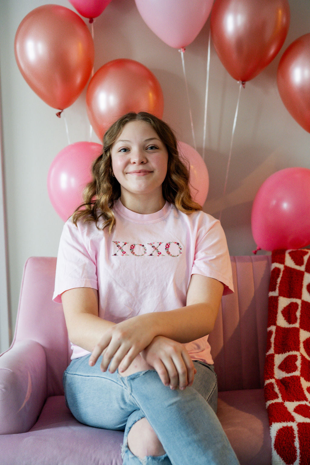 Embroidered - Floral XOXO - Comfort Colors Tee Little Mama Shirt Shop