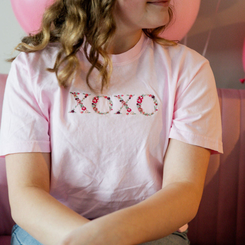 Embroidered - Floral XOXO - Comfort Colors Tee Little Mama Shirt Shop