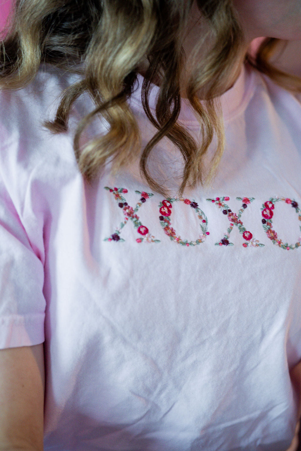Embroidered - Floral XOXO - Comfort Colors Tee Little Mama Shirt Shop