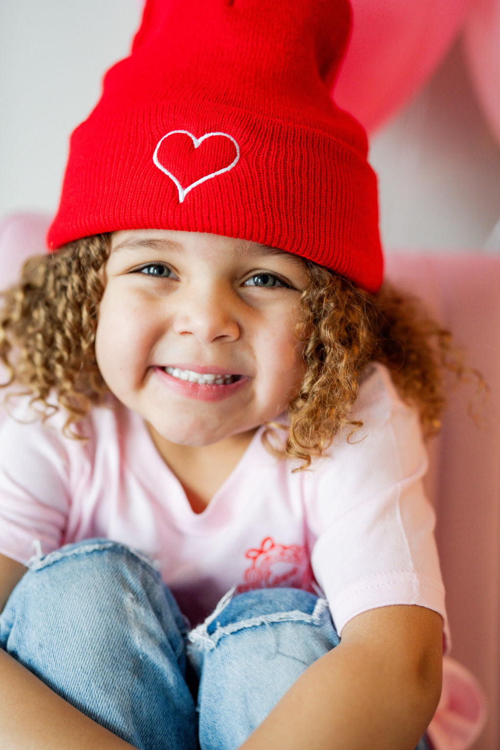 Valentine Heart Outline - Child Beanie Little Mama Shirt Shop LLC