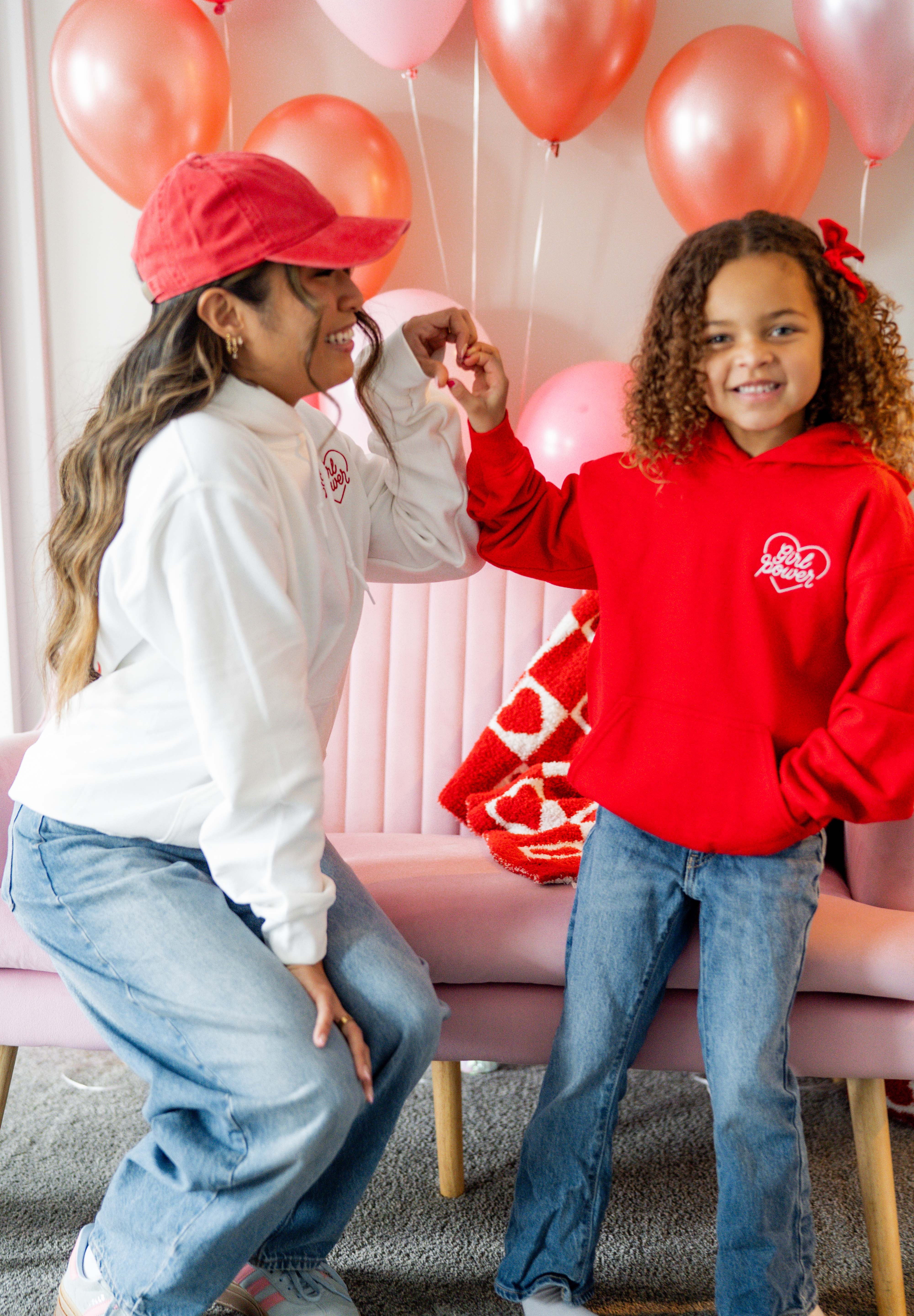 Embroidered/Printed (pf&b) - Girl Power - Basic Fleece Hoodie - Adult Size Little Mama Shirt Shop LLC