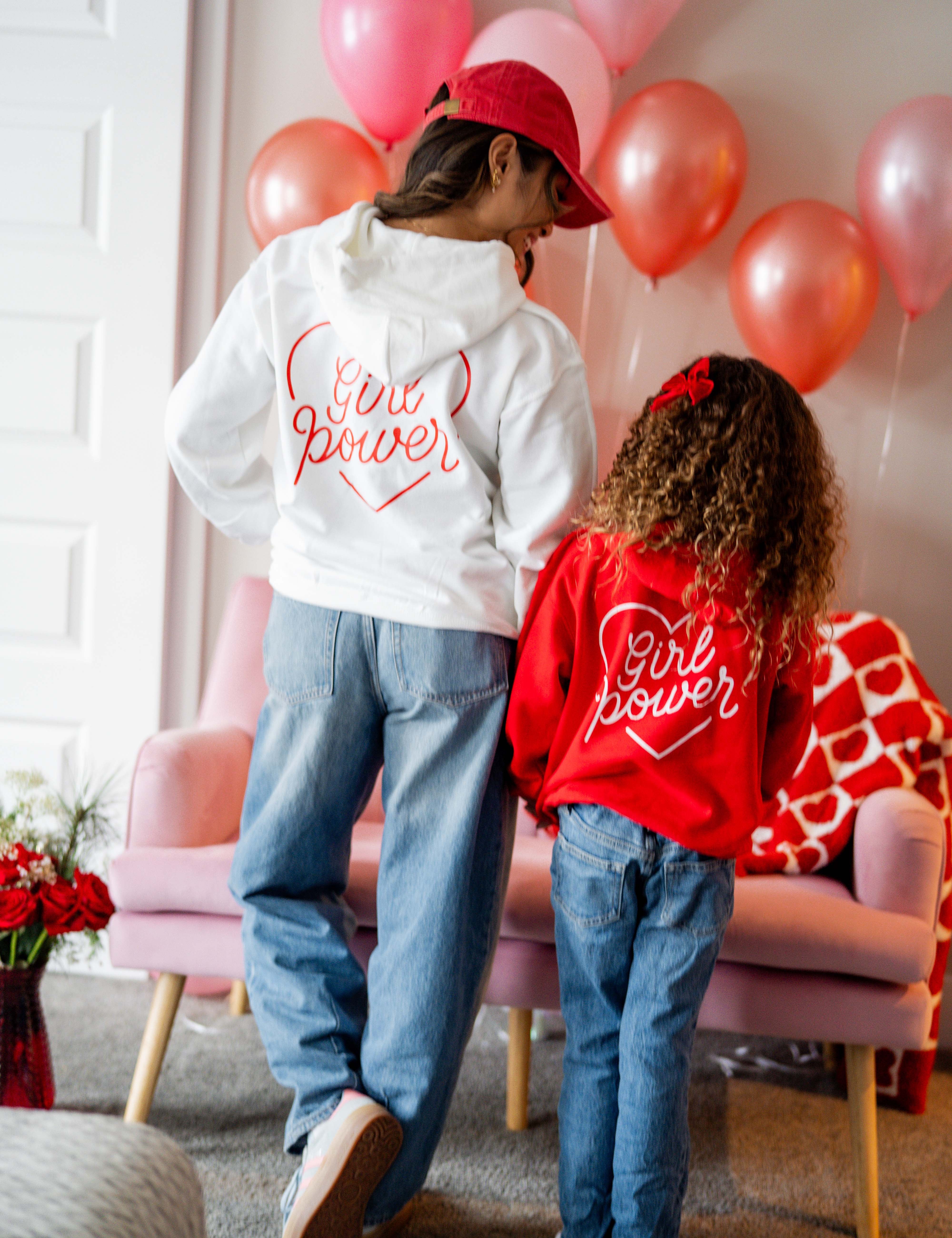 Printed (pf&b) - Girl Power - Basic Fleece Hoodie - Adult Size Little Mama Shirt Shop LLC