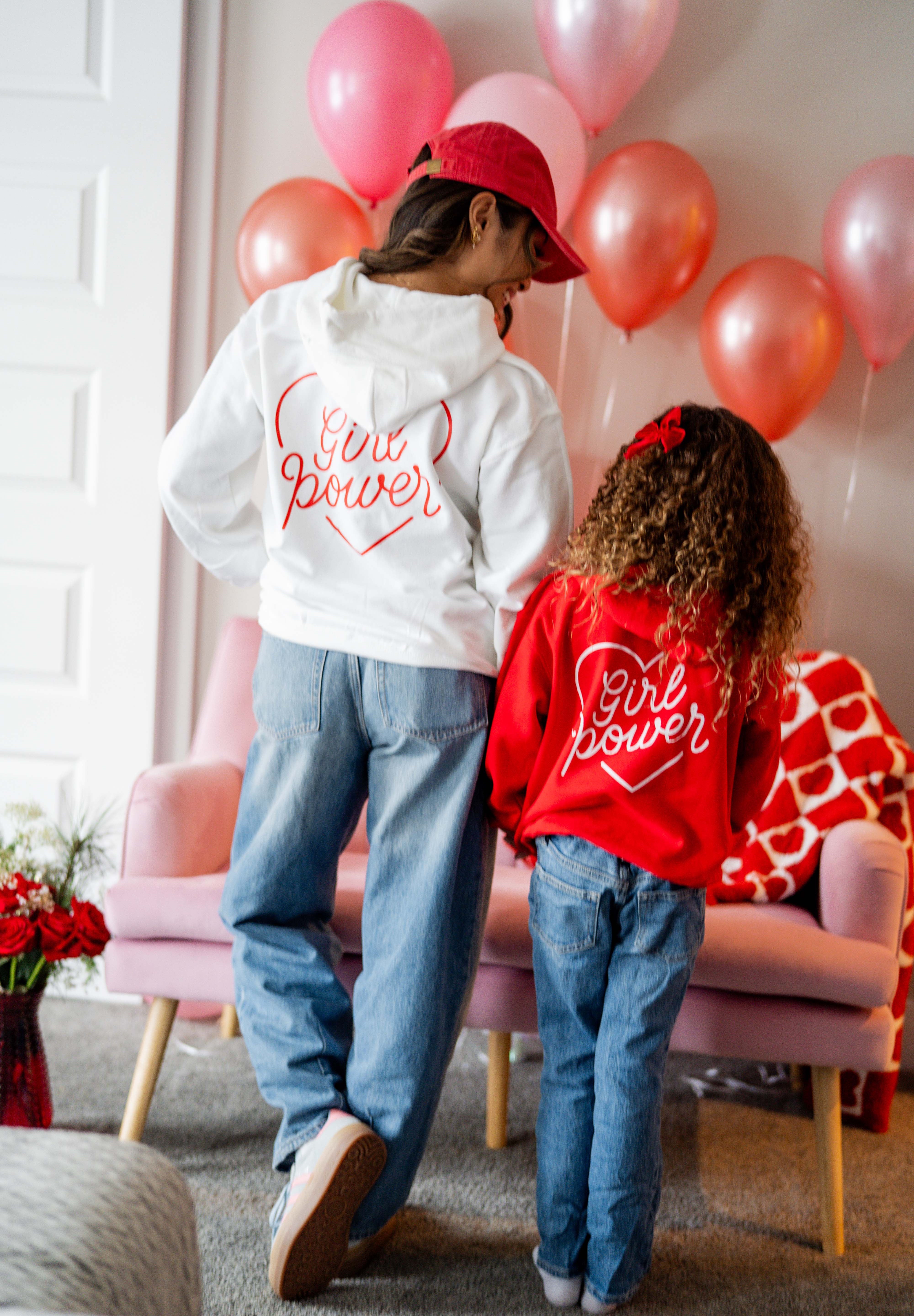 Embroidered/Printed (pf&b) - Girl Power - Basic Fleece Hoodie - Adult Size Little Mama Shirt Shop LLC