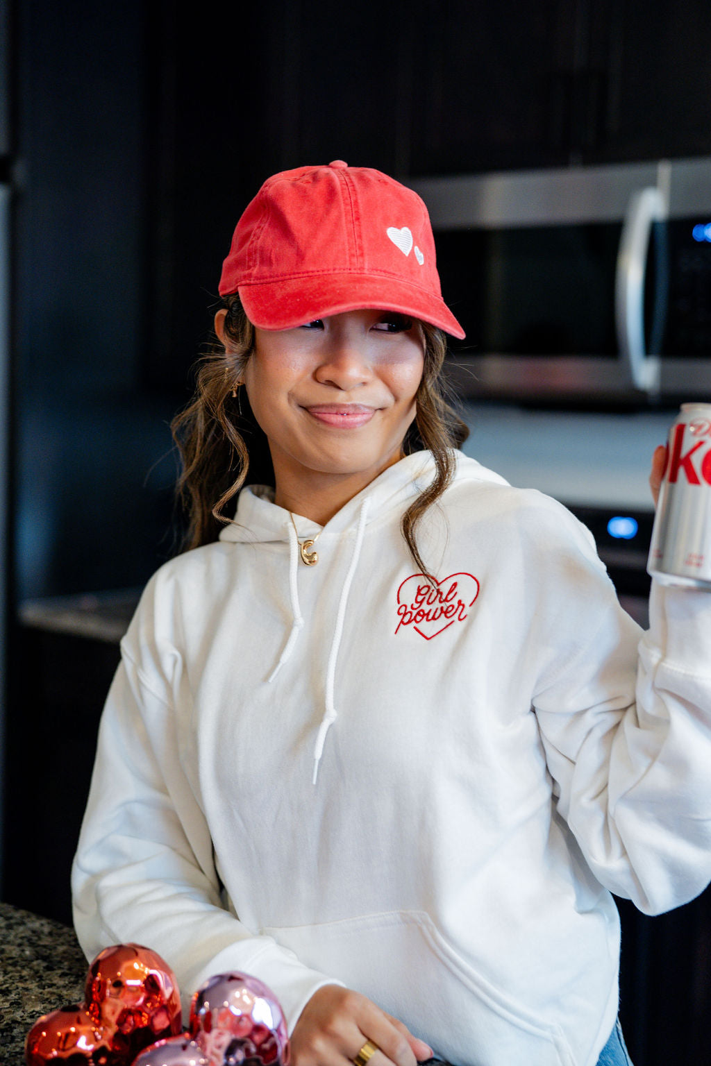 Mini Valentine Hearts - Red Baseball Cap Little Mama Shirt Shop