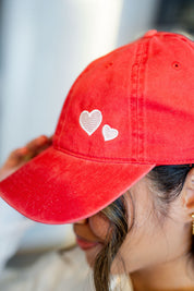 Mini Valentine Hearts - Red Baseball Cap Little Mama Shirt Shop