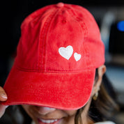 Mini Valentine Hearts - Red Baseball Cap Little Mama Shirt Shop